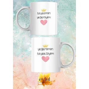 Eylül Design Teyze Yeğen Ikili Porselen Özel Tasarım Baskılı Kupa Bardak-Doğum Günü HEDIYESI-2ADET