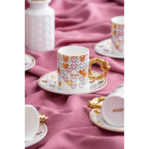 6013 Juliette 6 Lı Kahve Fincan Takımı Pembe
