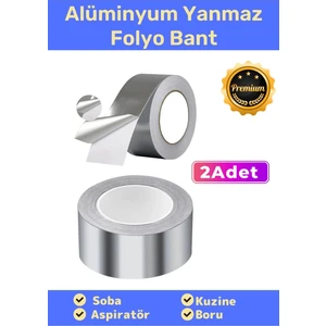 Özel Suya Sıcaklığa Dayanıklı Tamir Soba Boru Yama Alüminyum Yanmaz Folyo Bant 44MM 20MT - 2 Adet