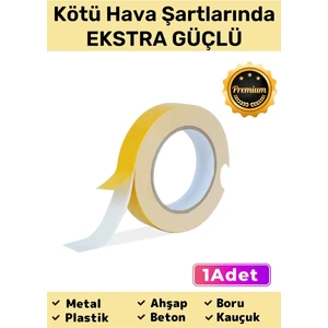Güçlü Uzun Ömürlü Kuvvetli Yapışkan Kolay Iz Bırakmaz Çift Taraflı Köpük Bant 10MT -  1 Adet