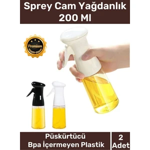 Deluxe Atomize Başlık Fan Şekilli Püskürtücü Bpa Içermeyen Plastik Sprey Cam Yağdanlık 200 ml 2 Adet