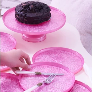 Teo 7 Parça Standlı Pasta / Tatlı Seti Pembe