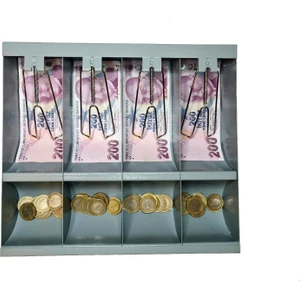 Komple Metal Kırılmaz Çekmece Ici Para Düzenleyici 4 Banknot 4 Bozuk Kırılmaz Para Bölmeli 34.5 x 27,5 x 6 cm