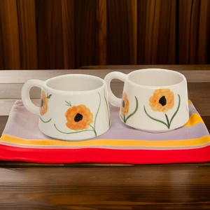 İlbay Çini Takı Ilbay Seramik 2 Li Klasik Sarı Gelincik Kupa Bardak Mug