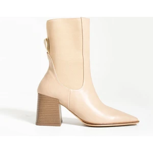 Monolya Bej Cilt Kadın Topuklu Bot