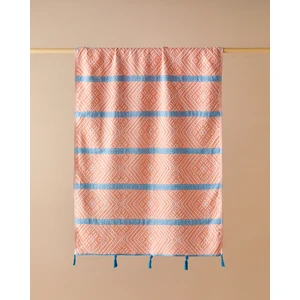 English Home Crispy Pamuklu Püsküllü Peştamal Turuncu-Mavi