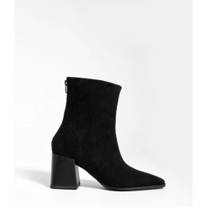 Daisy Siyah Süet Kadın Topuklu Bot