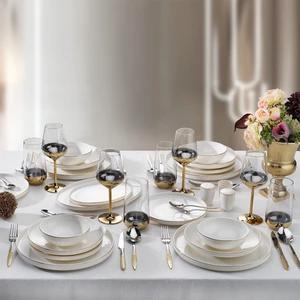 Adel Gold 56 Parça Bone Porselen Yemek Takımı GLD02