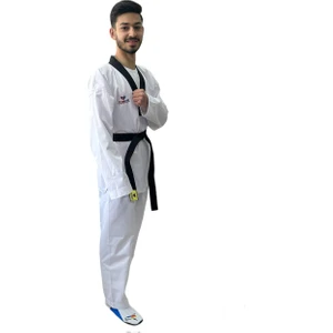 Siyah Yaka Fitilli Taekwondo Elbisesi Dobok