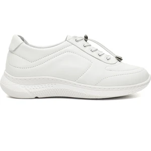 Gön Hakiki Deri Yuvarlak Burun Dolgu Taban Bağcıklı  Kadın Sneaker 42320