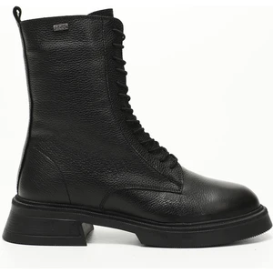 Gön Hakiki Deri Yuvarlak Burun Termo Taban Bağcıklı Fermuarlı Kadın Postal Bot 51455