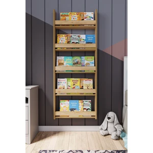 Zeo Wood Design Montessori 5 Raflı Mdf Çocuk Kitaplığı 154*60 cm Safir Meşe