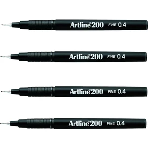 200N Fine Writing Pen Black 4 Adet