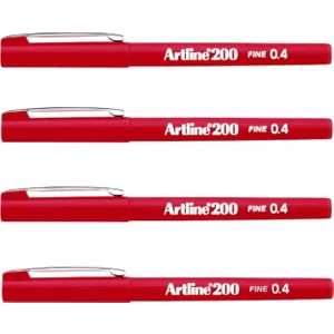 200N Fine Writing Pen Red 4 Adet