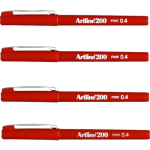 200N Fine Writing Pen Dark Red 4 Adet