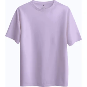 Alex Rosen 100% Pamuk Suprem Oversize Baskısız Bisiklet Yaka Mor T-Shirt