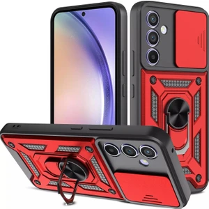 Galaxy A35 Kılıf Standlı Manyetik Yüzüklü Kamera Sürgülü Ultra Koruma Tank Zırh Kapak