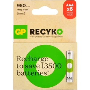 Recyko 950 mAh 1.2V AAA Boy NiMH İnce Şarjlı Pil 6'lı Kart