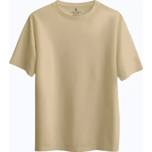 Alex Rosen 100% Pamuk Suprem Oversize Baskısız Bisiklet Yaka Camel T-Shirt