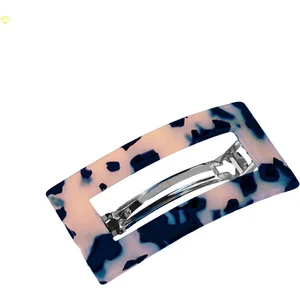 New Obsessions Lüks Akrilik Kaplumbağa Sırtı Dikdörtgen Otomatik Saç Tokası