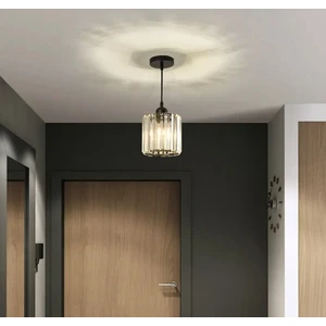 Fico Home Lüks Modern Avize Kristal Taşlı Tekli Sarkıt Avize Siyah