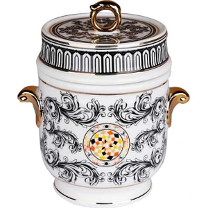 Lucky Art Margery Bone Porselen Barok Desenli Kulplu Kavanoz 16 cm Lyhd 551