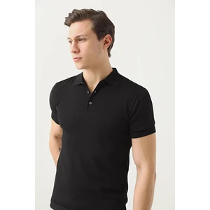 D'S Damat Slim Fit Siyah Düz Örgü T-Shirt 2HF069421001M