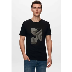 Twn Slim Fit Siyah Baskılı T-Shirt 2EC1454760050