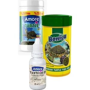 Turtle Green Sticks 125 + 250 ml Bonisa Su Kaplumbağası Yemi ve Multivitamin