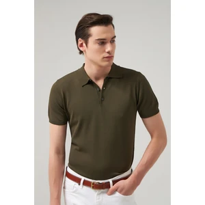 D'S Damat Slim Fit Haki Düz Örgü T-Shirt 2HF069421001M