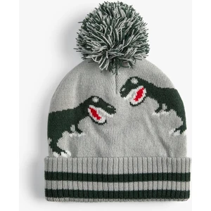 Triko Bere Dinozor Desenli Ponpon Detaylı