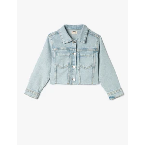 Crop Kot Ceket Cep Detaylı Düğme Kapamalı Pamuklu