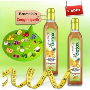 Hanzade Bitkisel Ananaslı & Sandaloz Sakızlı Detox Şurubu Kürü Bromelain 475 ml 2'li Set Güçlü Antioksidan Formül