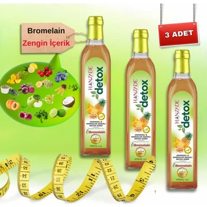 Hanzade Bitkisel Ananaslı & Sandaloz Sakızlı Detox Şurubu Kürü Bromelain 475 ml 3'lü Set Güçlü Antioksidan Formül