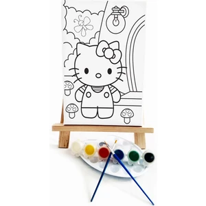 Lila Fil Hola Kita Çocuk Ressam Seti - 20 x 30 cm Önçizimli Tuval, 2 Adet Fırça, Palet, Boyalar ve Şövale
