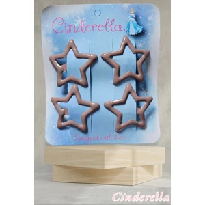 4'lü Parlak Sütlü Kahve Yıldız Çıt Çıt Toka Seti - Renkli Yıldızlı Çıtçıt Toka - Yıldız Çıtçıtlı Toka