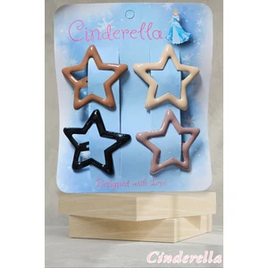 4'lü Parlak Karışık-1 Renk Yıldız Çıt Çıt Toka Seti - Renkli Yıldızlı Çıtçıt Toka - Yıldız Çıtçıtlı Toka