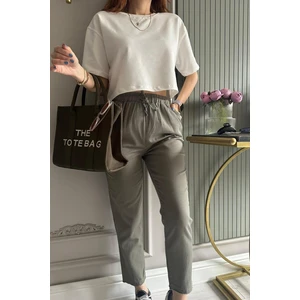 Fashion Friends Gabardin Keten Pantolon Haki