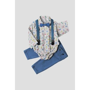 Kidexs Baby Bebek Takımı Zıbınlı Gömlek Pantolon Papyon ve Slopet Ayarlana Bilir %100 Pamuklu