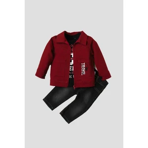 Erkek Bebek Spor Ceket Kot Pantolon Sweatshirt 3'lü Takım Pamuklu