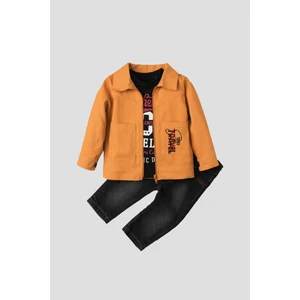Erkek Bebek Spor Ceket Kot Pantolon Sweatshirt 3'lü Takım Pamuklu