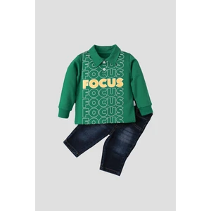 Bebek Polo Kot Pantolonlu Pamuklu Bayram Doğum Günü Düğün Nişan Mevlüt
