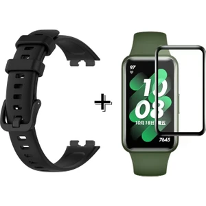 Huawei Band 8 ile Uyumlu Silikon Kordon Kayış + Ekran Koruma Filmi - FC541