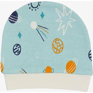 Yenidoğan Bebek Şapkası Galaksi Temalı Turkuaz