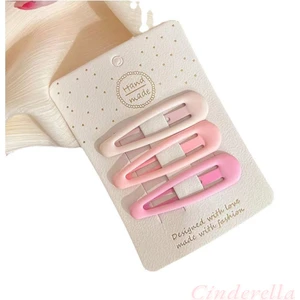 3'lü Mat Soft Pembe Tonlu Klasik Model Çıtçıt Toka Seti 6 cm - Kız Çocuk Çıtçıtlı Yan Saç Tokası