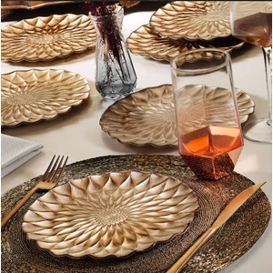 Elanor 6'lı Pasta Tabağı Seti Gold 21 cm