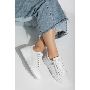 Analin Shoes Kadın  Deri Fermuarlı Spor Ayakkabı 2665 Spor  Beyaz 41