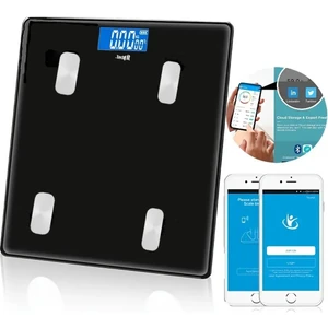 Yağ Ölçer Fonksiyonlu Akıllı Bluetooth Tartı Baskül Vücut Analizi TF-1072 Siyah