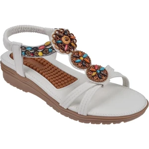 Masaj Tabanlı Comfort Kadın Sandalet GJ-1202   Beyaz
