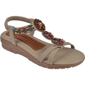 Masaj Tabanlı Comfort Kadın Sandalet GJ-1202   Bej